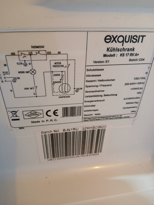 Exquisit KS 17 R VA+ koelkast, wit, 54,5 x 57 x 84,5 cm