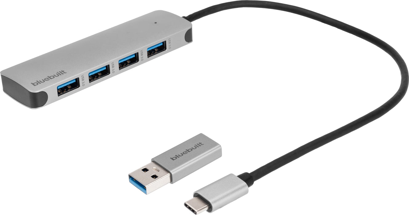 BlueBuilt 4-poorts USB Hub, zilver