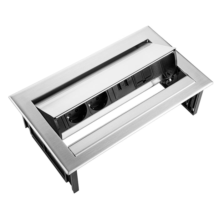 Power DeskIn 2 stroom 2 USB 1 HDMI RVS (Nieuw)