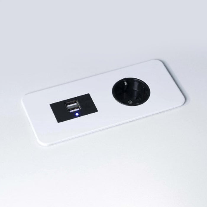 Table Top Slim 1 stroomingang 2 USB ingangen Wit (Nieuw)