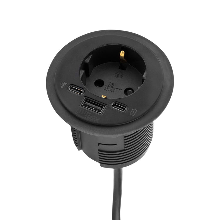 Spot 1 stroomingang 1 USB A+C ingang Zwart (Nieuw)