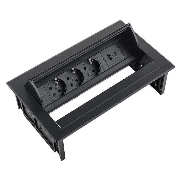 Power DeskIn 3 stroomingangen 1 USB-A+C ingang Zwart (Nieuw)