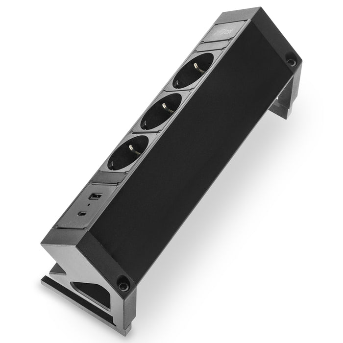 Power Desk Up 3 stroomingangen 1 USB-AC ingang Zwart (Nieuw)
