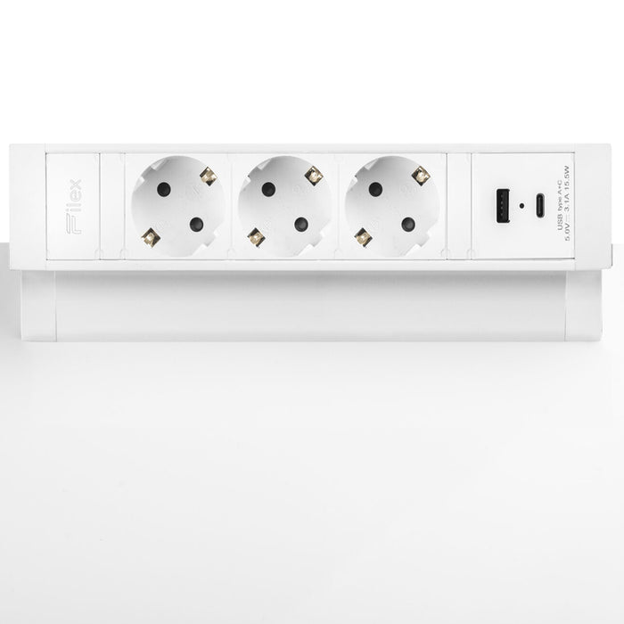 Power Desk Up 3 stroomingangen 1 USB-A+C ingang Wit (Nieuw)
