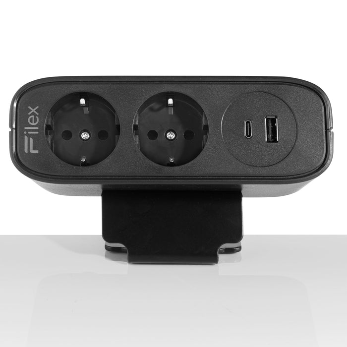 Power Desk Up EP65 2 stroom 1 USB-A+C Zwart (Nieuw)