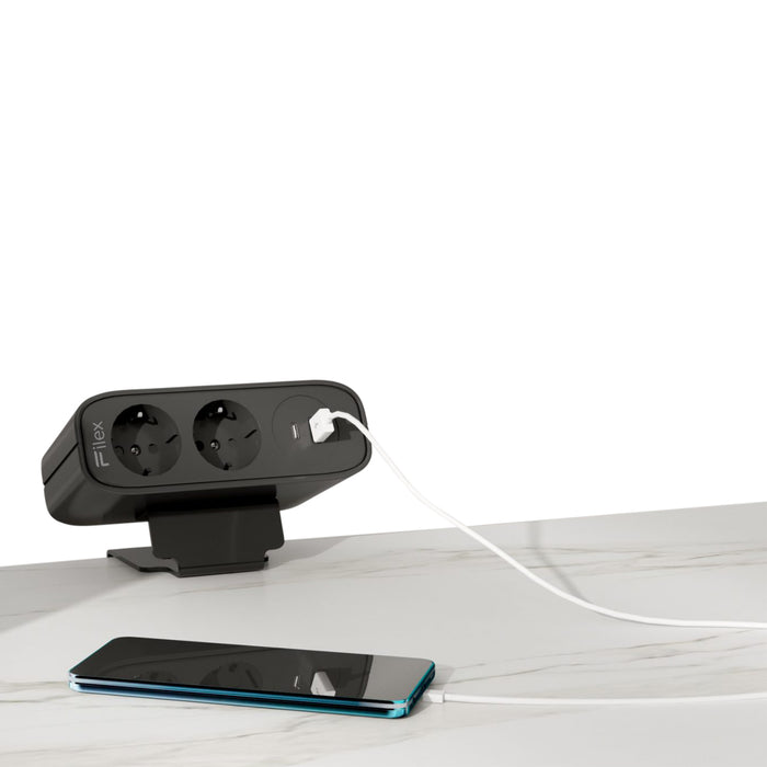 Power Desk Up EP65 2 stroom 1 USB-A+C Zwart (Nieuw)