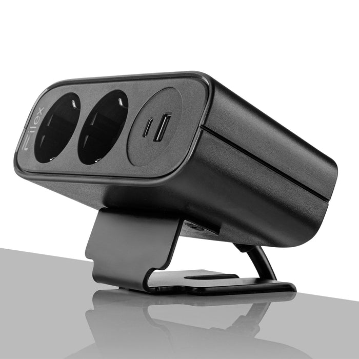 Power Desk Up EP65 2 stroom 1 USB-A+C Zwart (Nieuw)