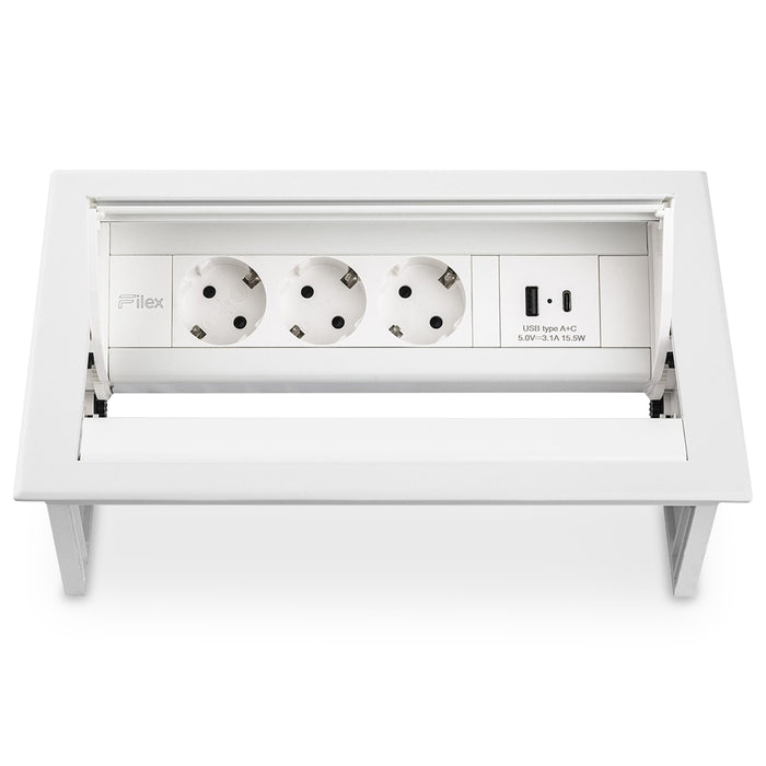 Power Desk In 3 stroomingangen 1 USB-A+C ingang Wit (Nieuw)