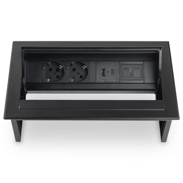 Power Desk In 2 stroomingangen 1 USB-AC ingang Zwart (Nieuw)