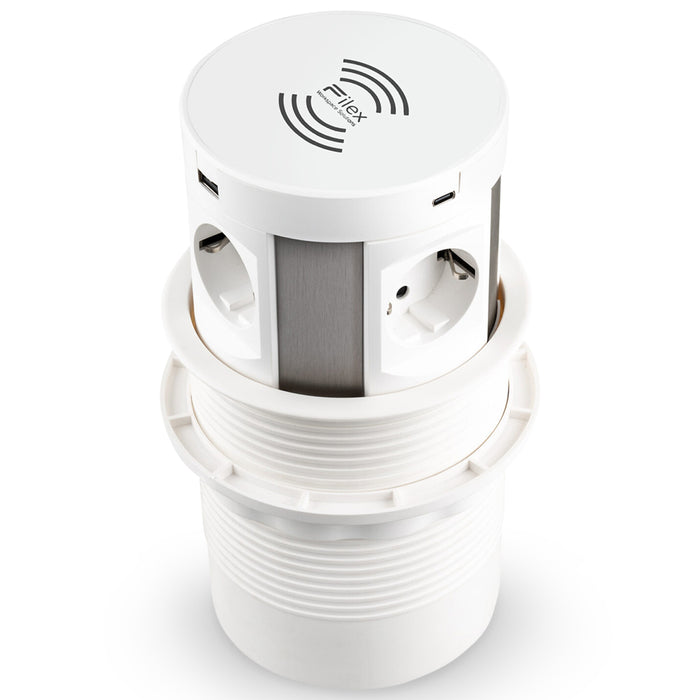 QI Power Pop Up Meeting 4 stroomingangen  2 USB A+C (Nieuw)