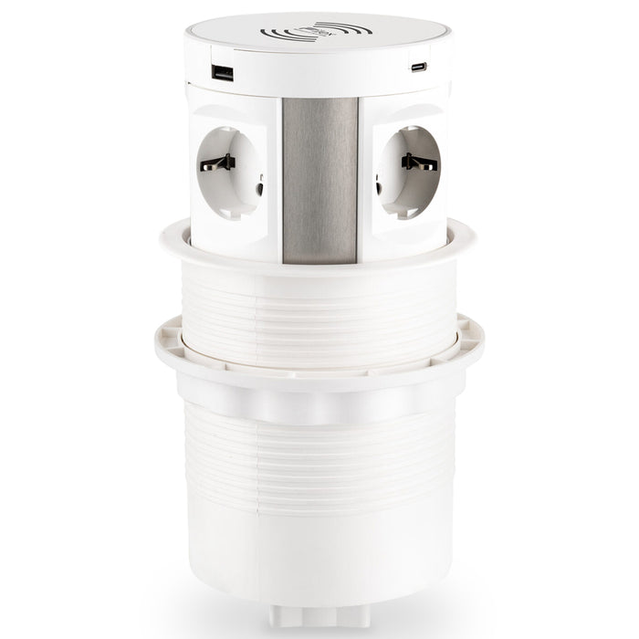QI Power Pop Up Meeting 4 stroomingangen  2 USB A+C (Nieuw)