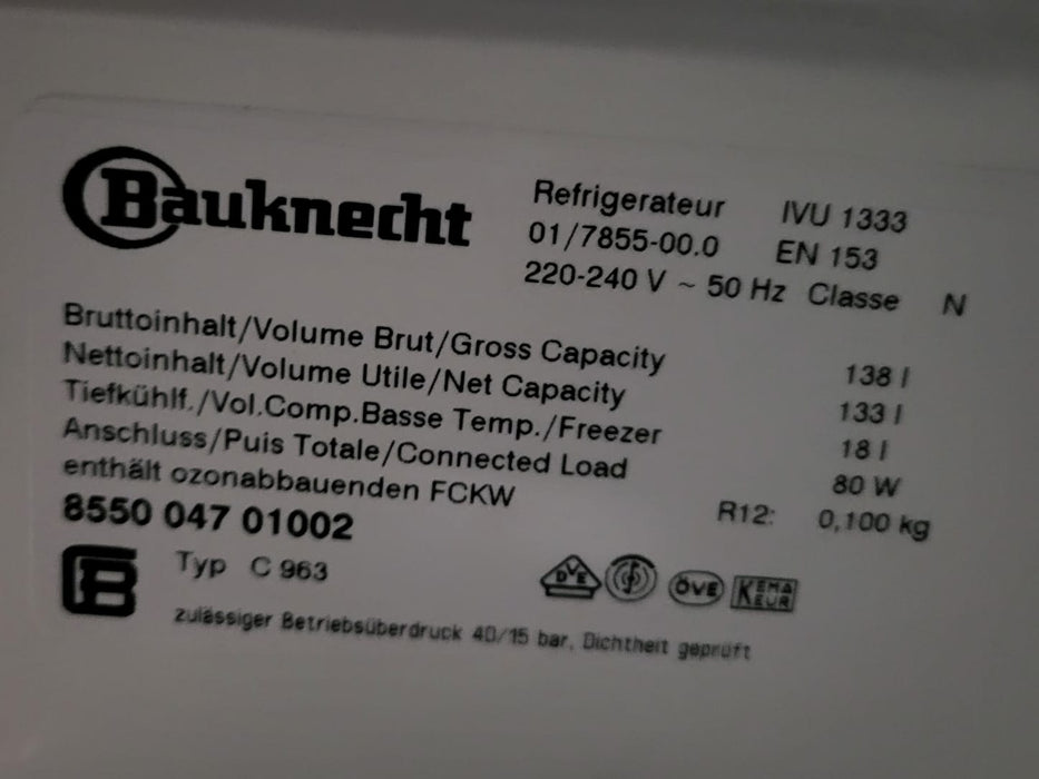 Bauknecht IVU 1333, inbouw koelkast / vriesvak, 60 x 54 x 80, incl. front.