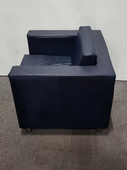 Fauteuil blauw kunstleder, B x D x H 80 x 80 x 80 cm