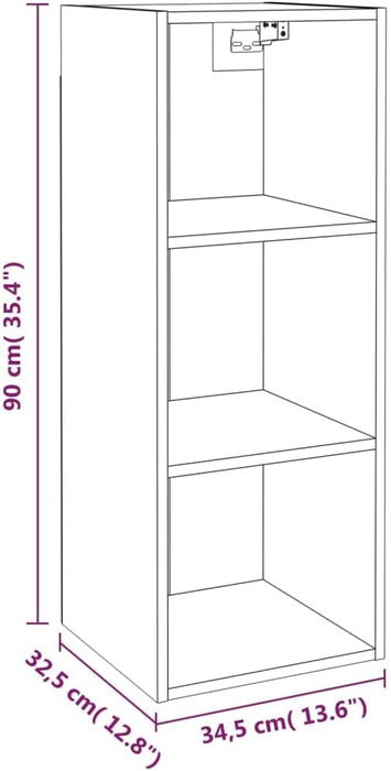 VidaXL wandkast, wit hoogglans, 34.5 x 32.5 x 90 cm