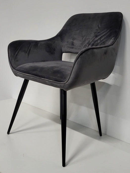 Eetkamerstoel / fauteuil Woood Jelle, grijs, velours (velvet) 49 x 45 x 42 cm.