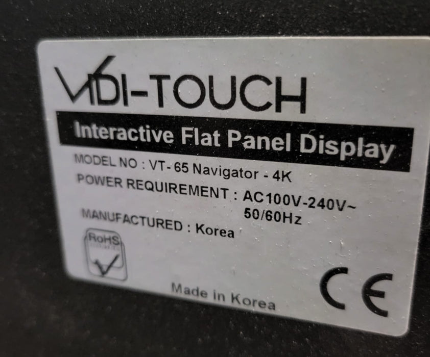 Vidi-touch VT-65 touchscreen, zwart, 65 inch