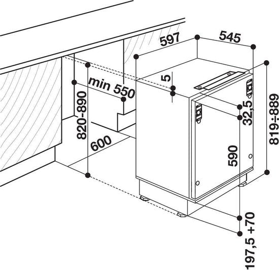 Whirlpool ARZ 005/A+ Inbouwkoelkast, wit / rood front, B x D x H 59,7 x 54,5 x 81,9 cm