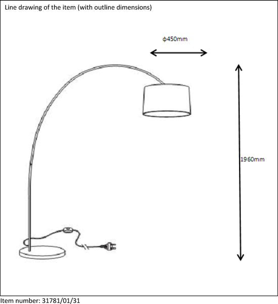 Lucide Paxi (31781/0131) vloerlamp, wit, H 196 cm