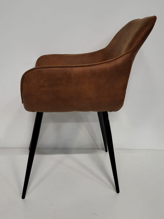 Eetkamerstoel / fauteuil Woood Jelle, velours (velvet) cognac, 49 x 45 x 42 cm.