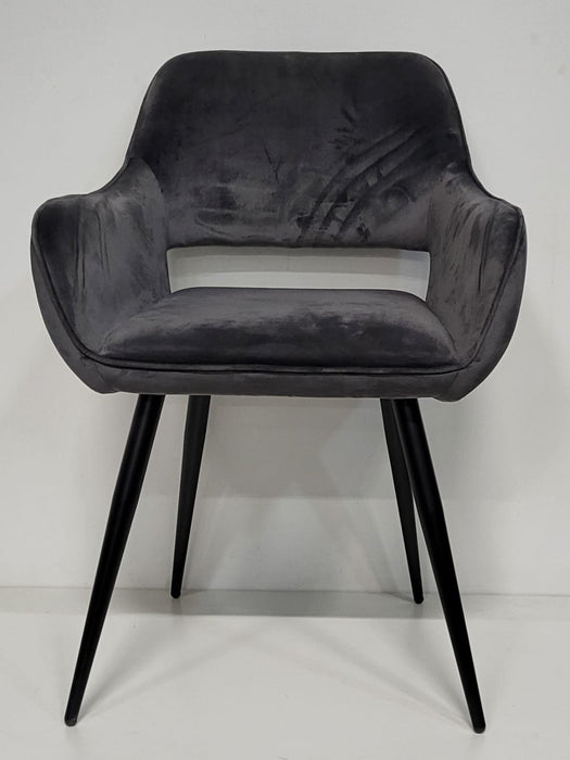 Eetkamerstoel / fauteuil Woood Jelle, grijs, velours (velvet) 49 x 45 x 42 cm.