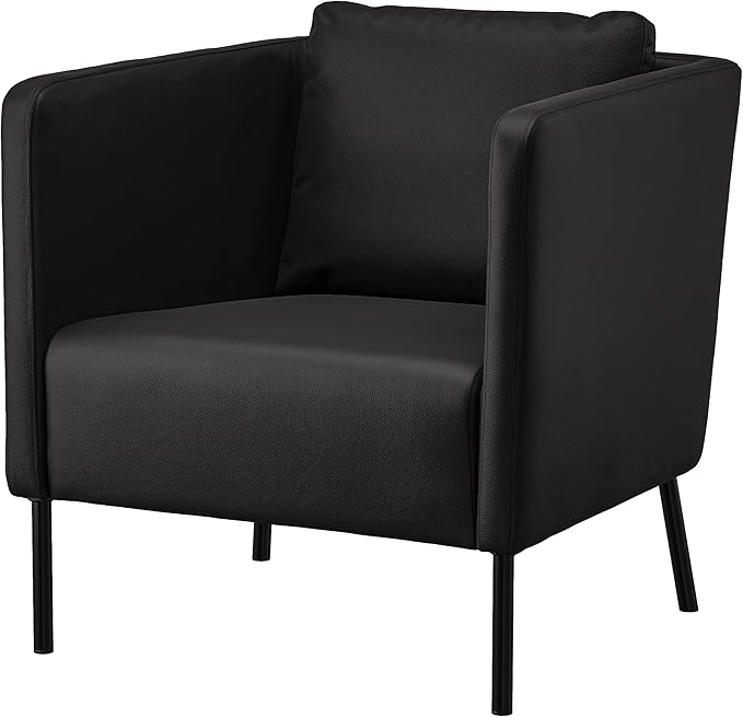 Ikea Ekerö fauteuil, zwart leder