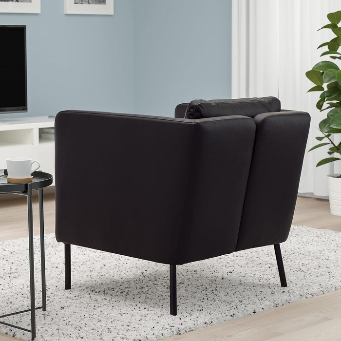 Ikea Ekerö fauteuil, zwart leder