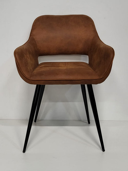 Eetkamerstoel / fauteuil Woood Jelle, velours (velvet) cognac, 49 x 45 x 42 cm.