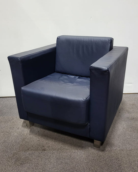 Fauteuil blauw kunstleder, B x D x H 80 x 80 x 80 cm