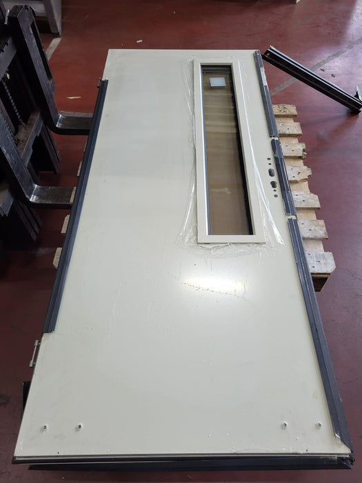Polydeur / Polynorm deur met ruit, wit, 87 x 206 cm
