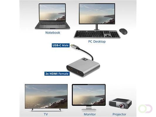 ACT AC7012 adapter van USB-c naar HDMI, zilver