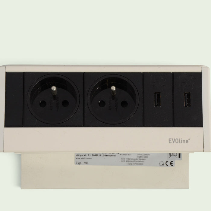 Evoline typ 980 stekkerdoos voor bureau, wit, 18 x 7 cm