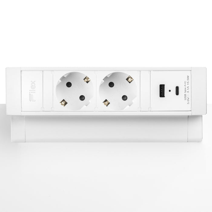 Power Desk Up 2 stroomingangen 1 USB-A+C ingang Wit (Nieuw)