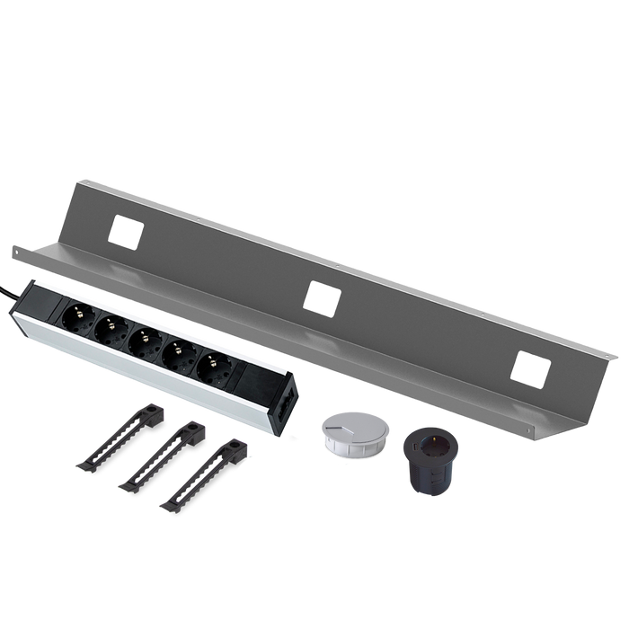Kabelmanagementset Cleandesk Basic Premium Aluminium (Nieuw)