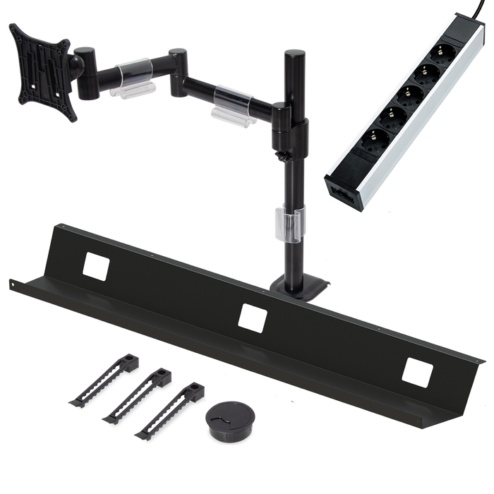 Kabelmanagementset Cleandesk Basic Pro Zwart (Nieuw)