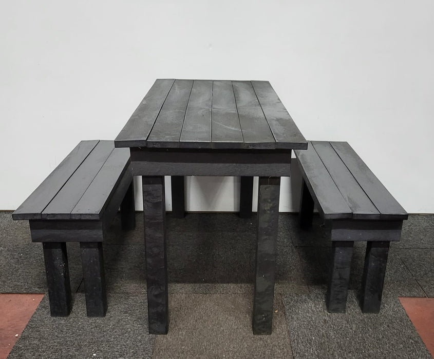 Picknickset, zwart, 140 x 60 x 75 cm, 1 tafel, 2 bankjes
