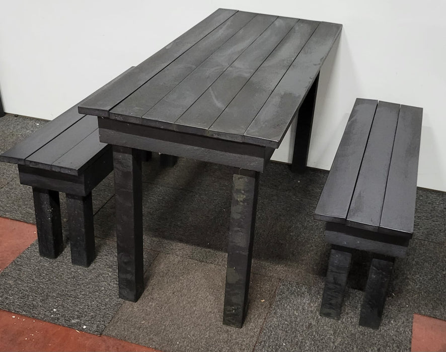 Picknickset, zwart, 140 x 60 x 75 cm, 1 tafel, 2 bankjes