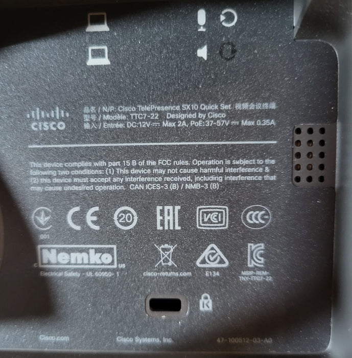 Cisco CTS-SX10N-K9 netwerkcamera, zwart/zilver