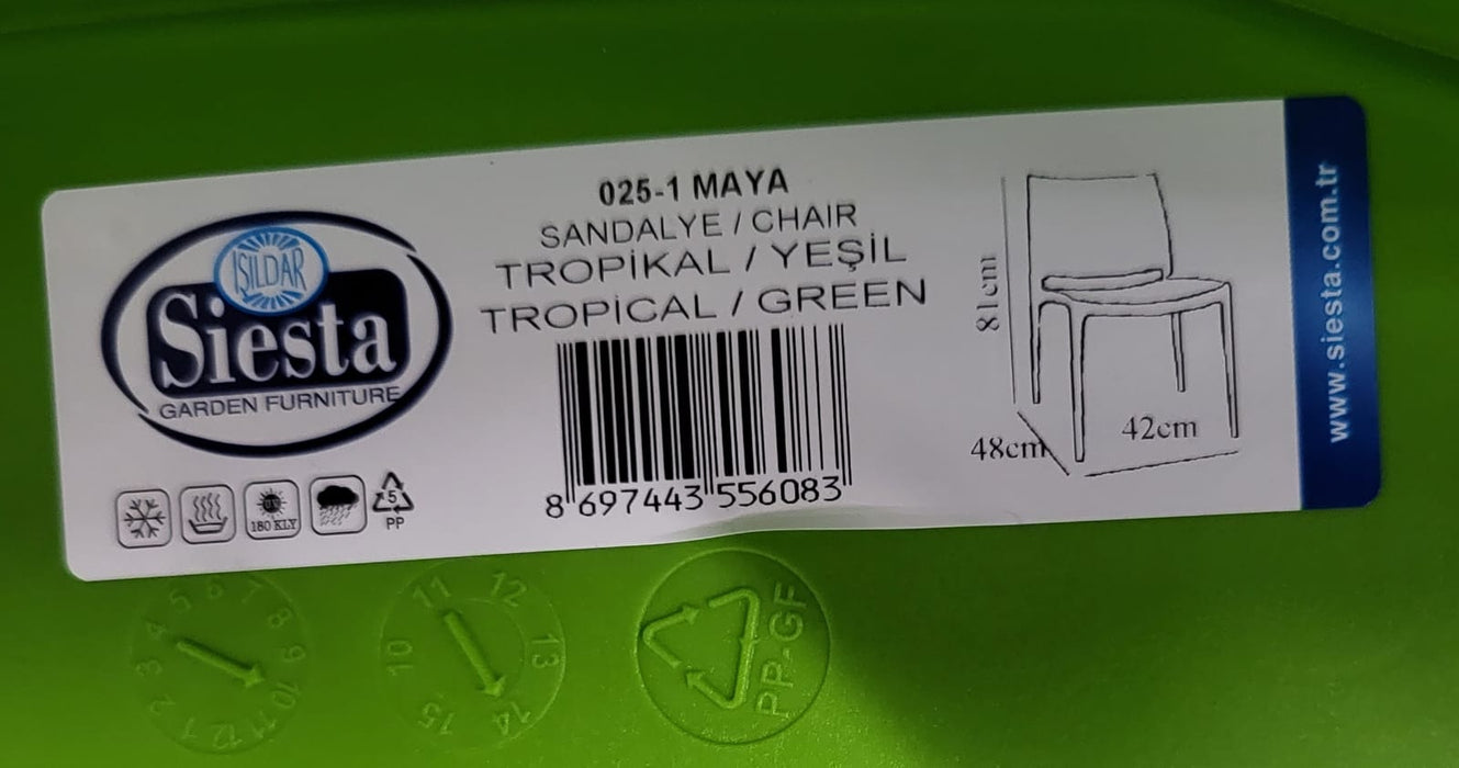 Siesta Maya kantinestoel, groen, 4-poot onderstel