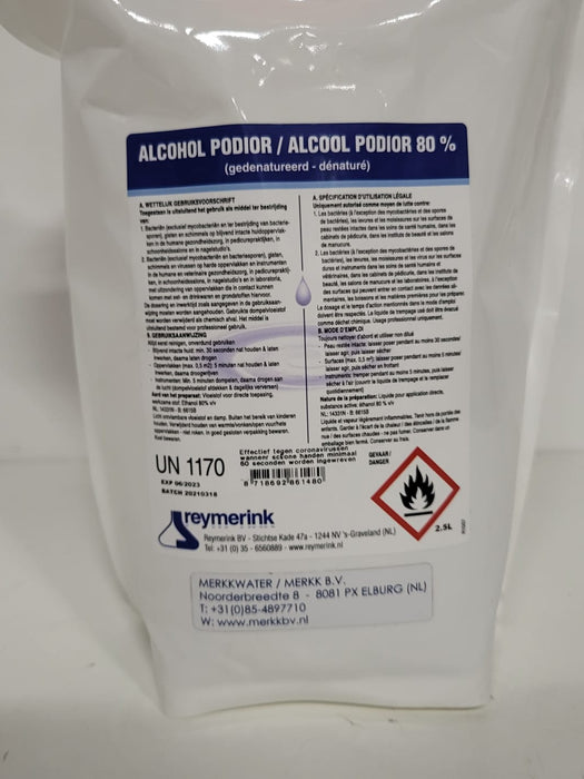 Reymerink alcohol podior 80%, doos van 5 zak a 2,5 liter