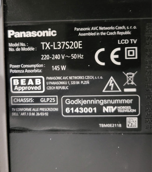 Panasonic Viera TX-L42S20 - 42" Full HD LCD TV, Zwart