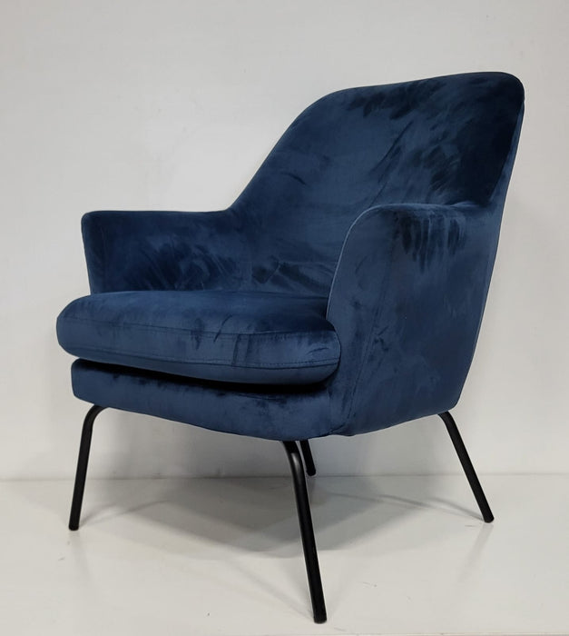 Fauteuil Jez,Velvet blauw, B x D x H 73 x 74 x 83 cm