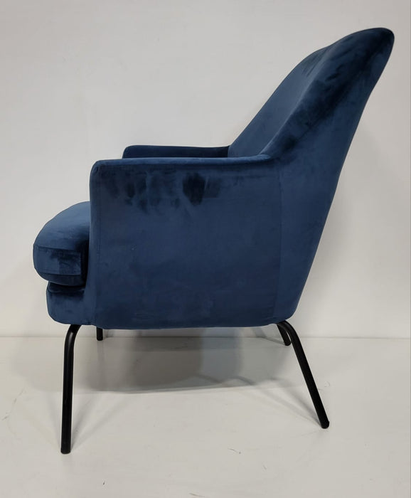 Fauteuil Jez,Velvet blauw, B x D x H 73 x 74 x 83 cm