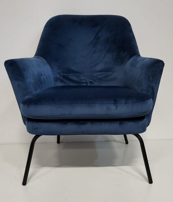 Fauteuil Jez,Velvet blauw, B x D x H 73 x 74 x 83 cm