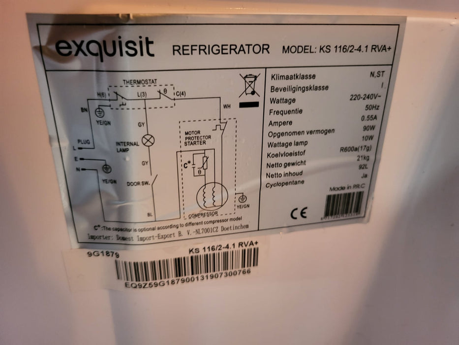 Exquisit KS 116-2 RVA  koelkast, wit 48 x 52 x 85 cm