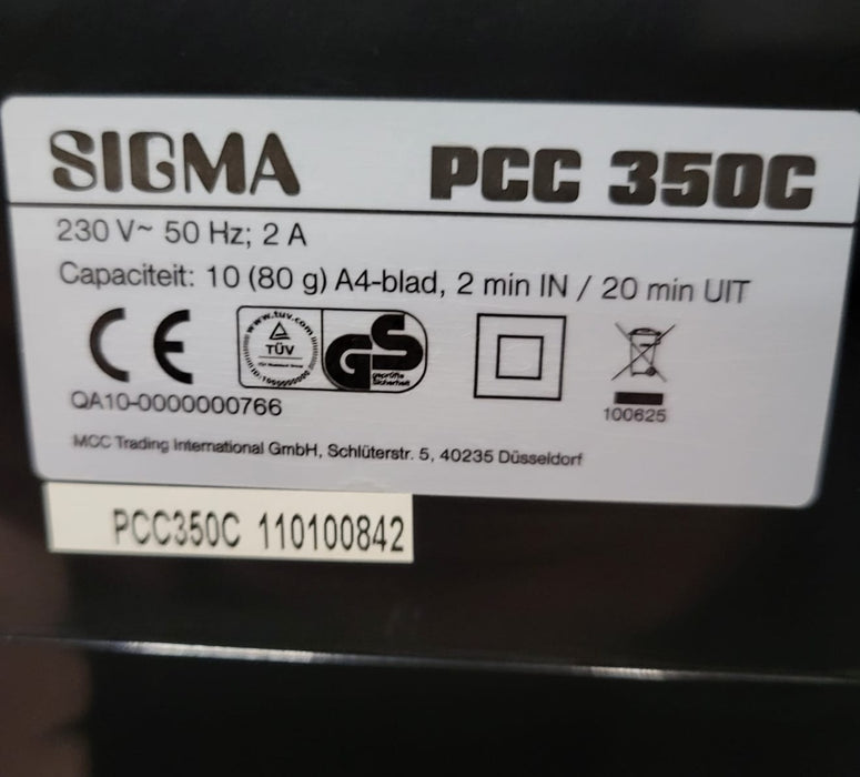 Sigma PCC 350C, papiervernietiger, zwart,23 x 32 x 42 cm.