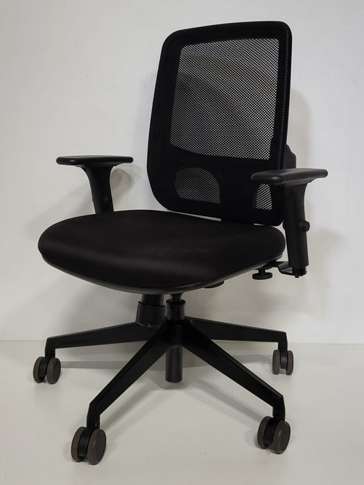 Bureaustoel, zwarte stof, zwarte mesh rugleuning, B x D x H: 67 x 56 x 90 cm