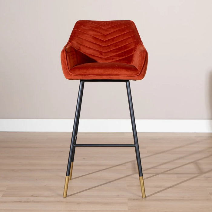 Bronx71 Philadelphia barkruk, koper velvet, B x H 52 x 70/83 cm