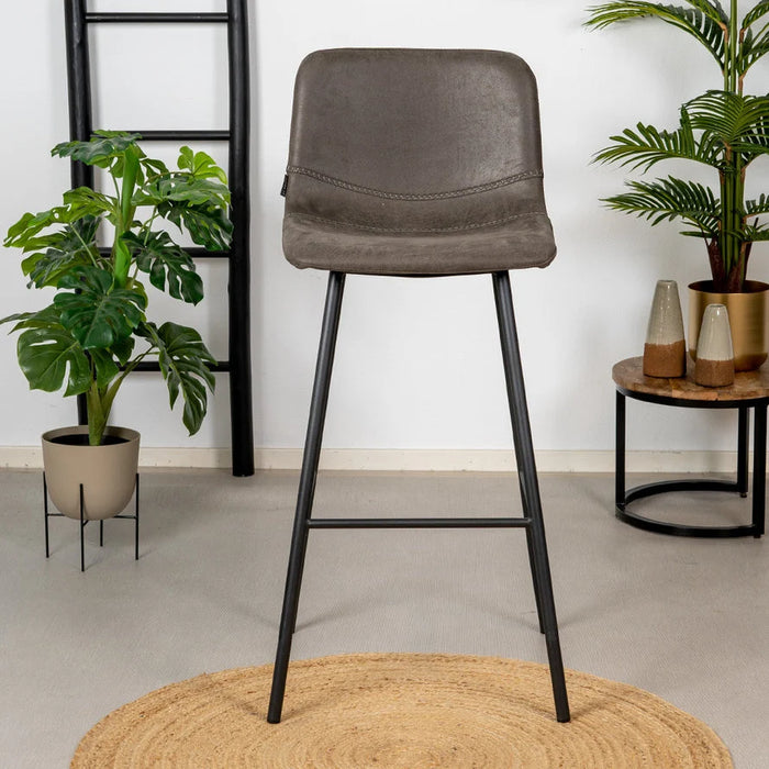 Bronx71 Denver barkruk, antraciet ecoleer