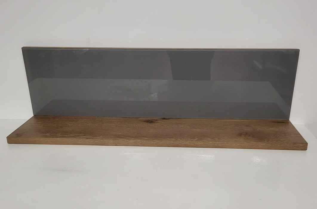 Wandplank, hout + glas, 120 x 27 x 35 cm