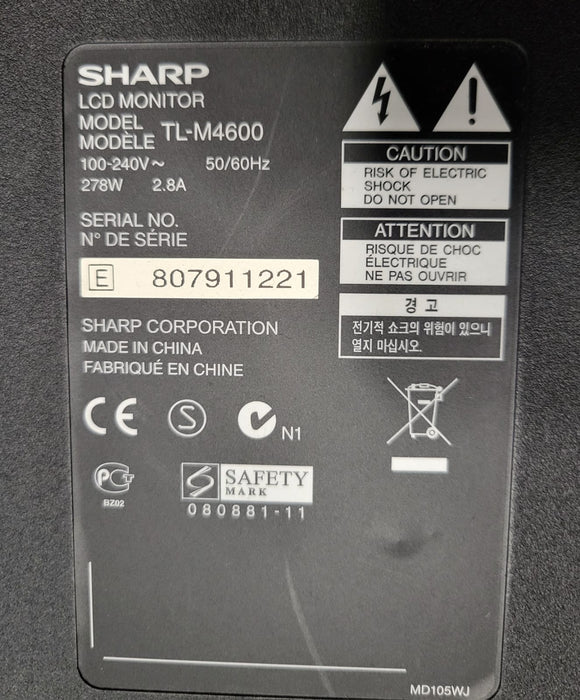 Sharp TL-M4600 televisie, zwart, 46 inch